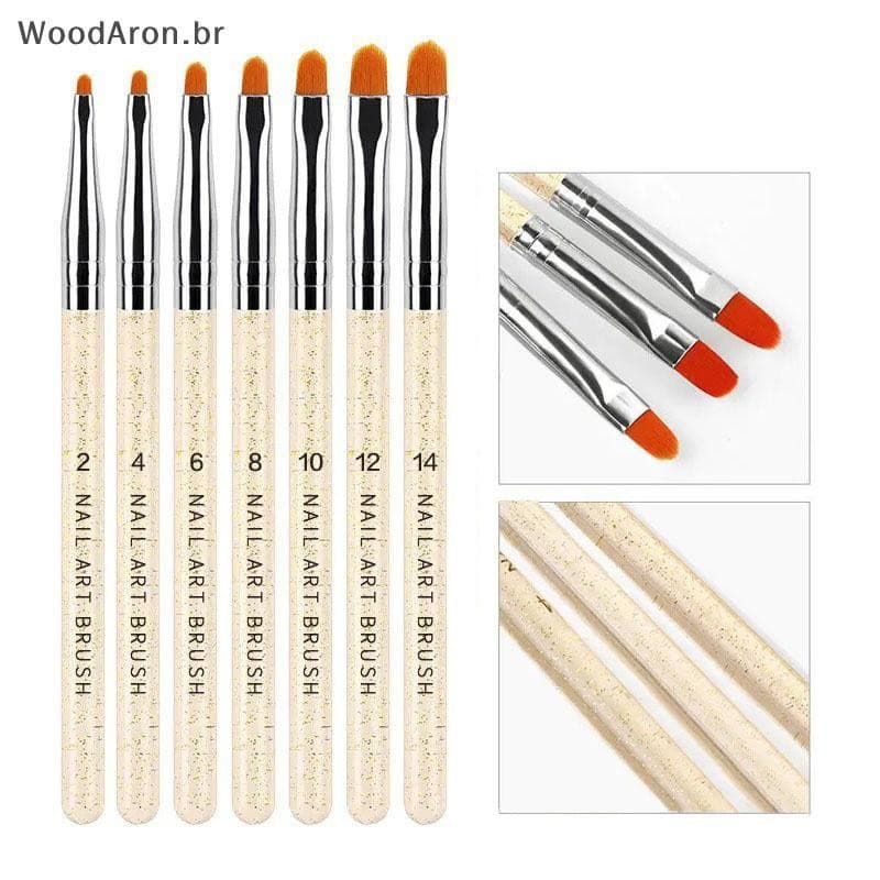 WoodAron 7 Unidades De Escova De Unhas De Gel Uv , Pincel De Extensão Poli , Conjunto De Canetas De Construção De Pontas