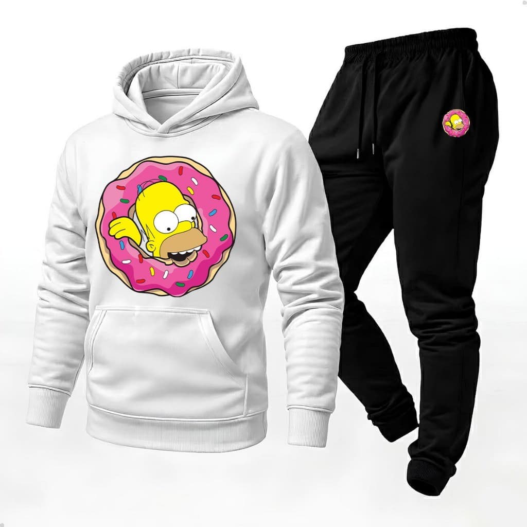 Conjunto Camisa Moletom Canguru + Calça Uniseex Moda Inverno Homer Simpson Exclusica 2026
