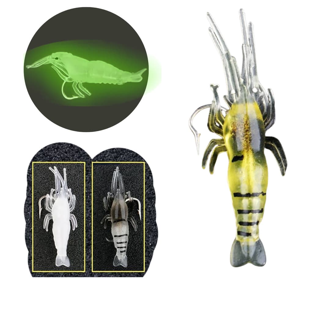 Isca Artificial Camarão Macia Silicone Realista com Anzol Tucunaré Traíra Pesca