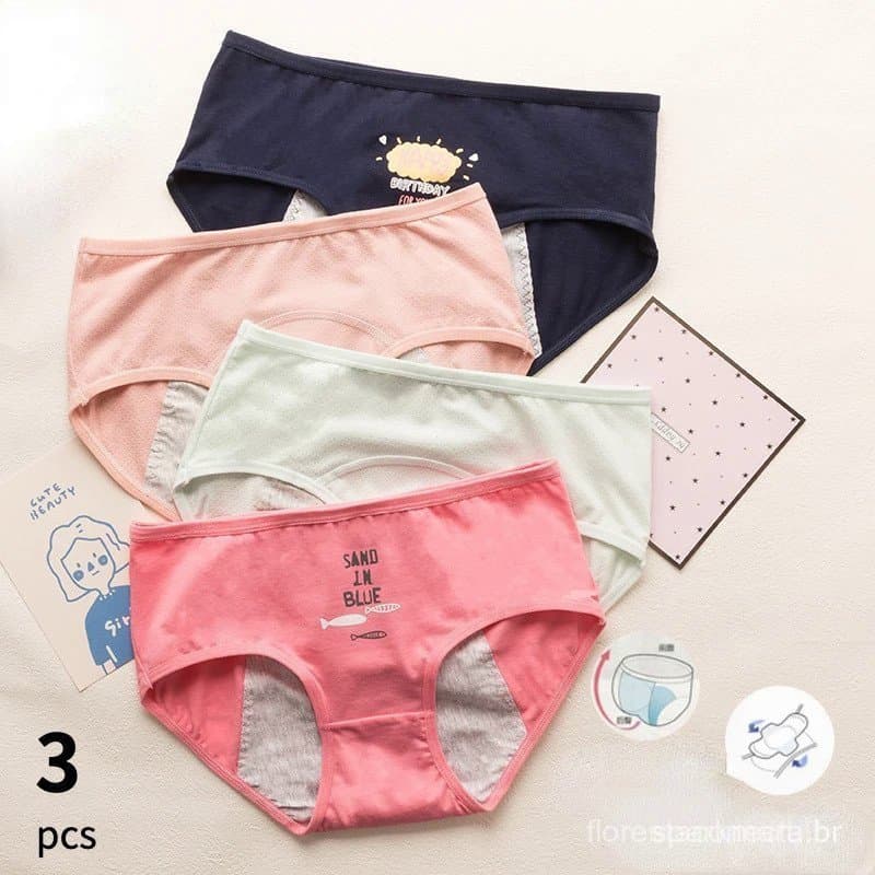 3pcs Bonito Dos Desenhos Animados Meninas Menstrual Calcinhas Para Adolescente Fugas Período Fisiológico Cueca Crianç