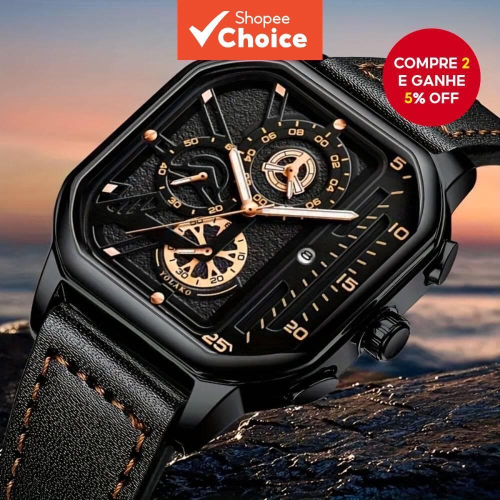 Relógios Masculinos de Quartzo com Calendário de Luxo, Pulseira de Couro, Estilo Casual e Esportivo