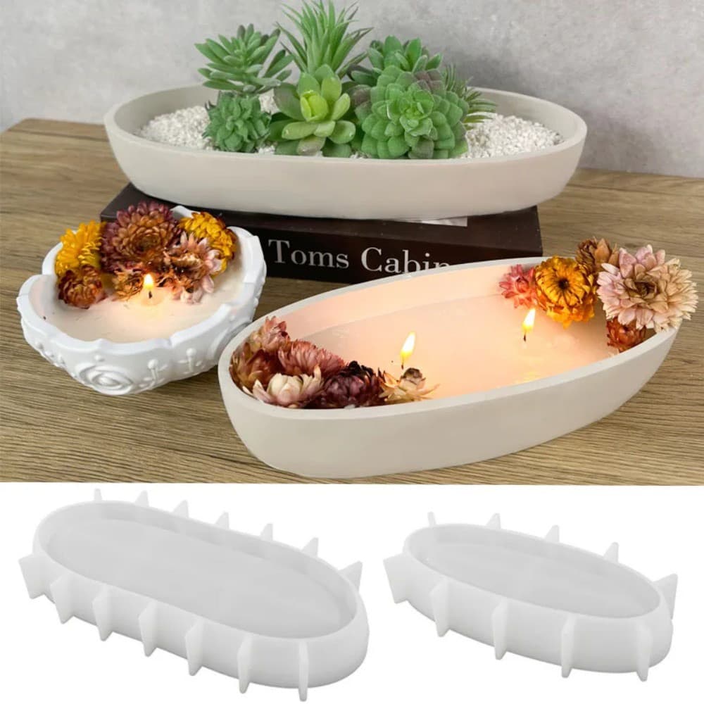 DIY Resina De Concreto Molde De Silicone Para Barcos Copos De Gesso Elíptico Velas