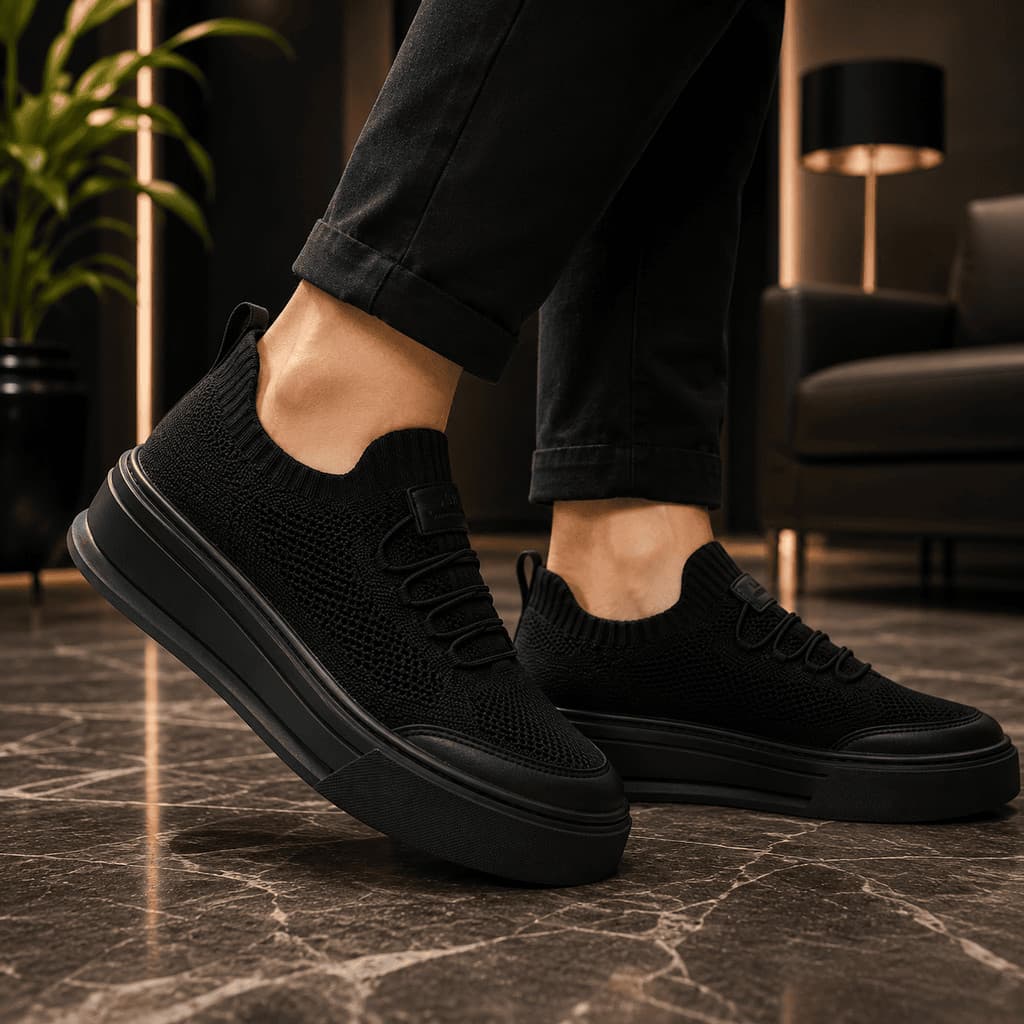 Sapatênis Tênis Masculino Conforto Extremo Solado Alto Leve Malha Ventilada Design Atual