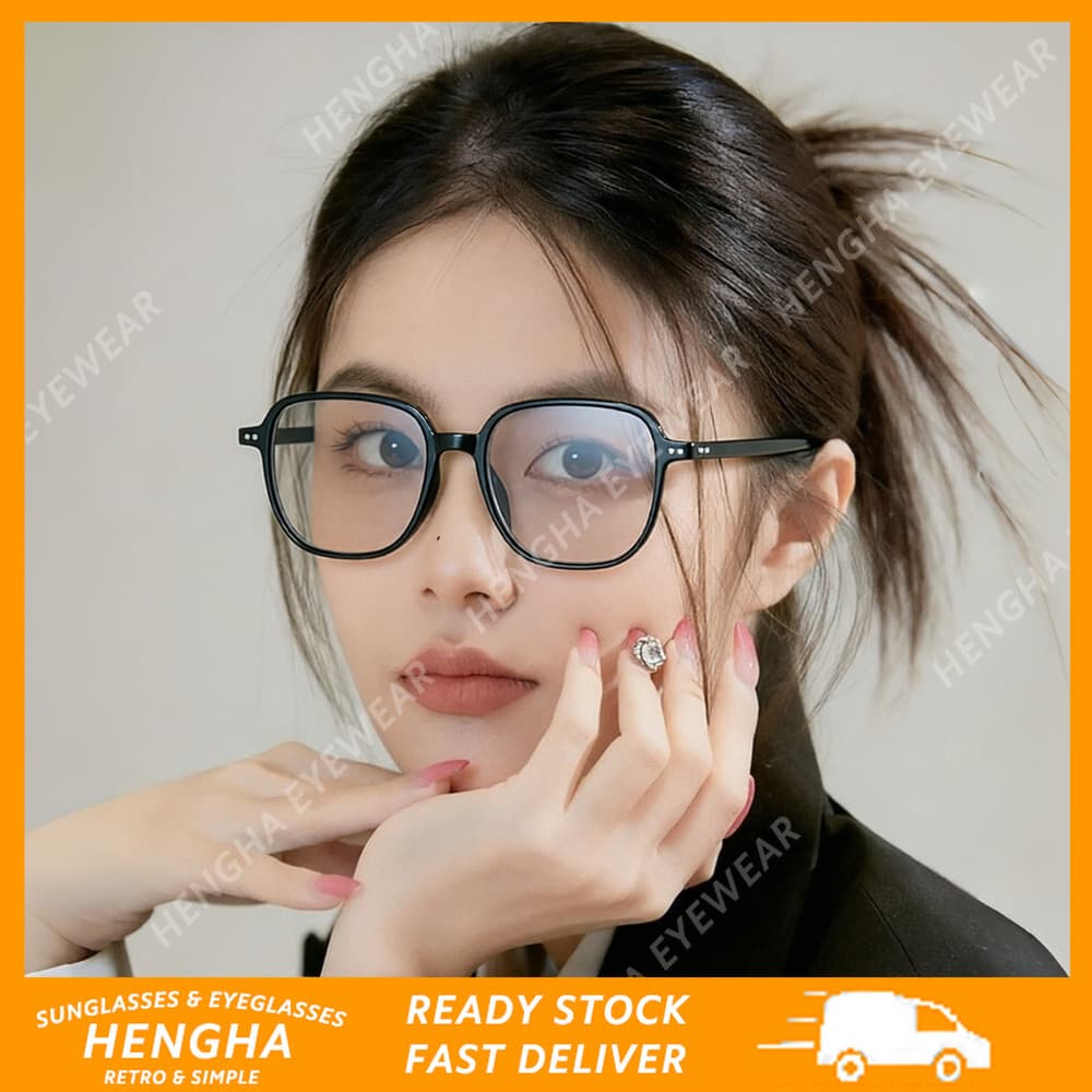 (HENGHA) Óculos De Armação Retangular Formal Coreano Feminino TR90 Leves E Anti-Luz Azul Para Deslocamento De 9 A 5 Anos