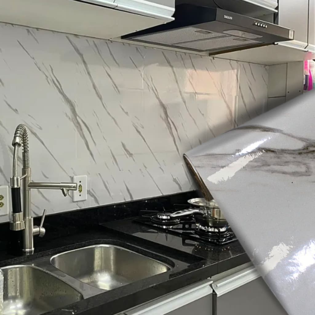 Papel de Parede Mármore Neutro Item Importado Vinílico 5mx60cm Ideal P/ Box Cozinha Sala Áreas Molhadas Impermeável