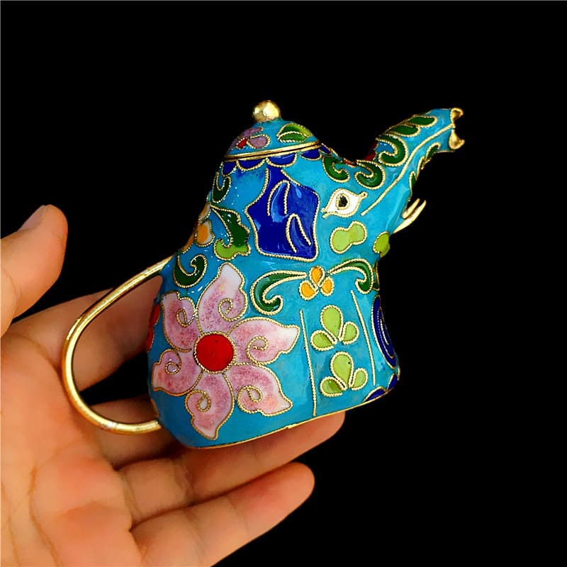 Cloisonne pequeno pote ornamentos lidar com pote de imagem anormal pote de cobre pneu filigrana esmalte ornamentos