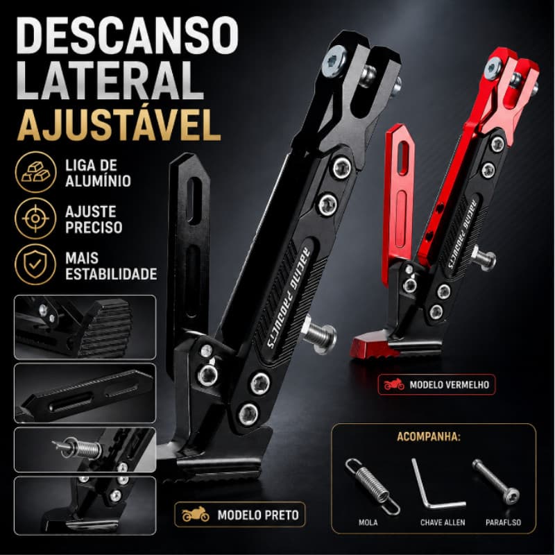 Descanso Para Moto Cavalete Pezinho Regulável Universal Antiderrapante Esportivo Com Compatível Com Vários Carro Tipos