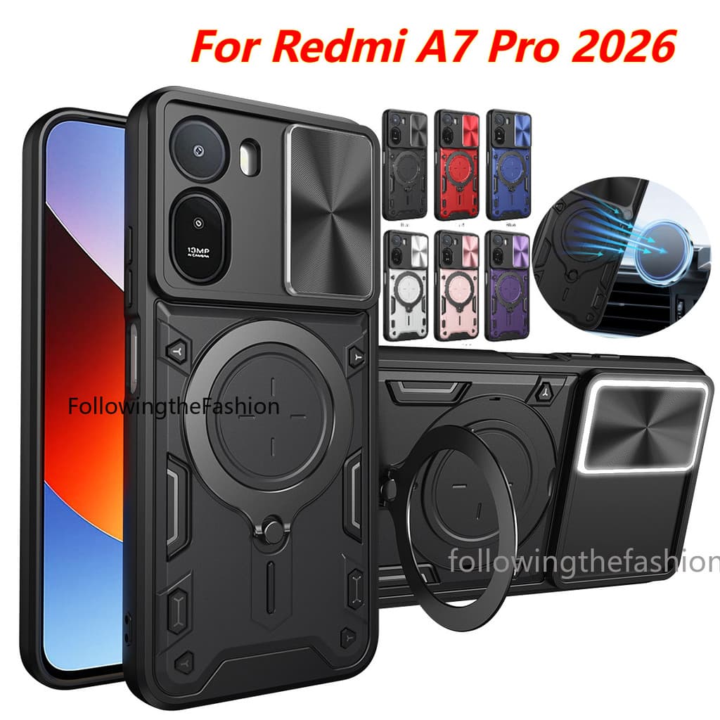 Capa Para Xiaomi Redmi A7 Pro Poco C81 C85X 2026 De Telefone Armadura Magnética Carro Com Suporte De Anel Proteção De Le