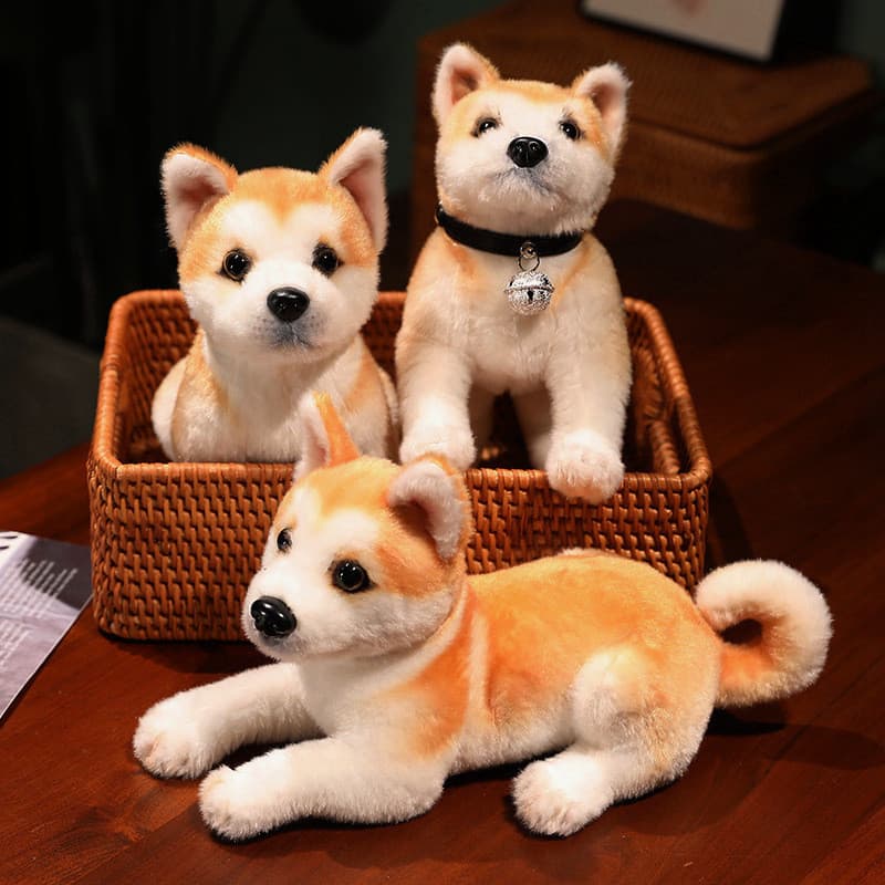 Além de pelúcia crianças dos desenhos animados simulação Akita inu cão brinquedo de pelúcia boneca boneca marrom filhote