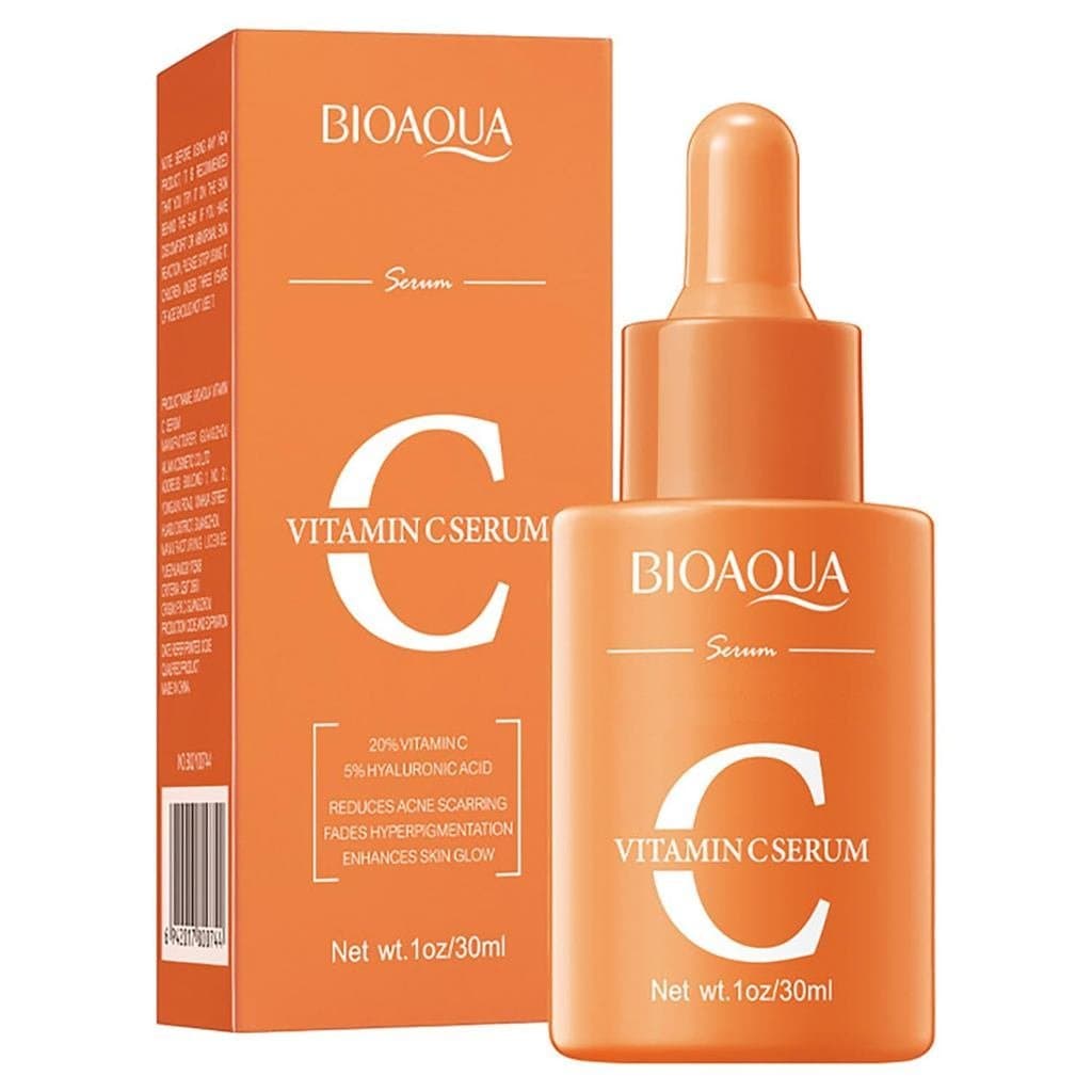 Sérum Facial de Vitamina C BIOAQUA, Essência de Ácido Hialurônico, Antienvelhecimento, Hidratante para Cuidados com a Pe