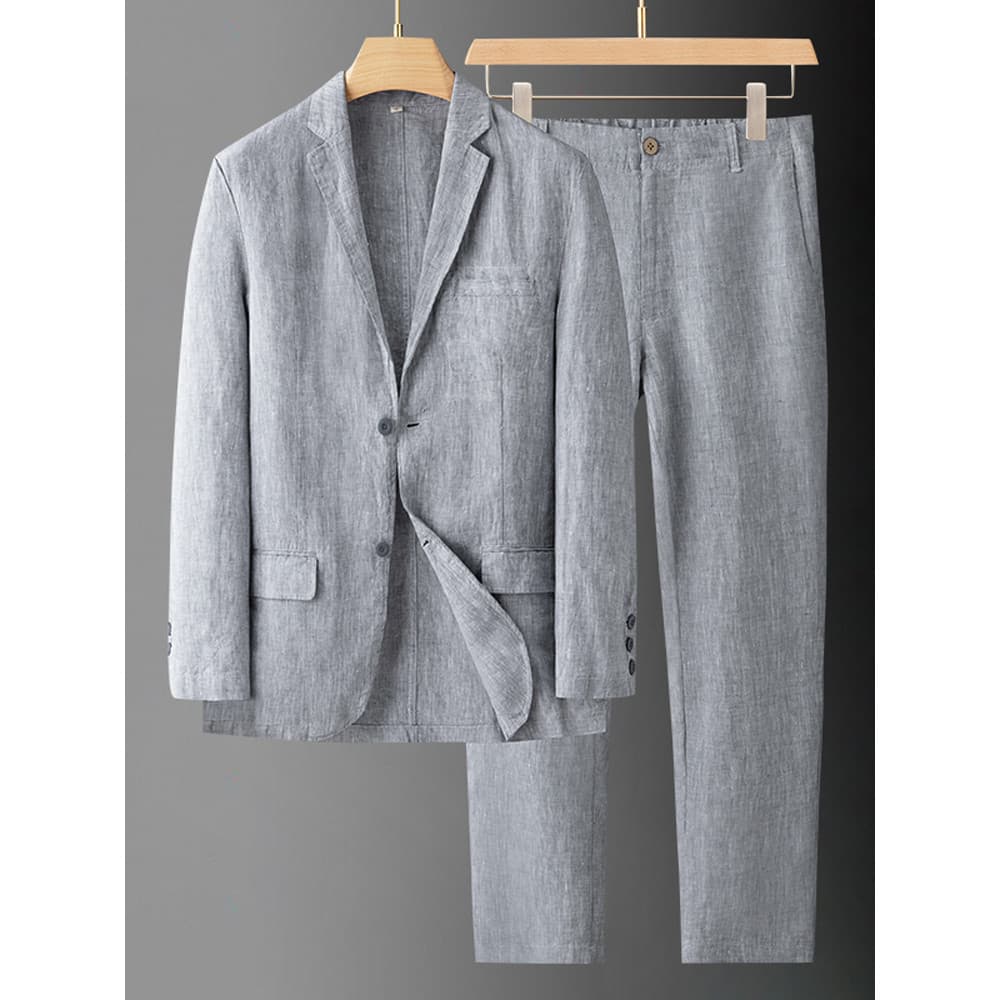 Terno de linho masculino terno de linho Casual negócios primavera outono estilo fino roupas de linho puro verão masculin
