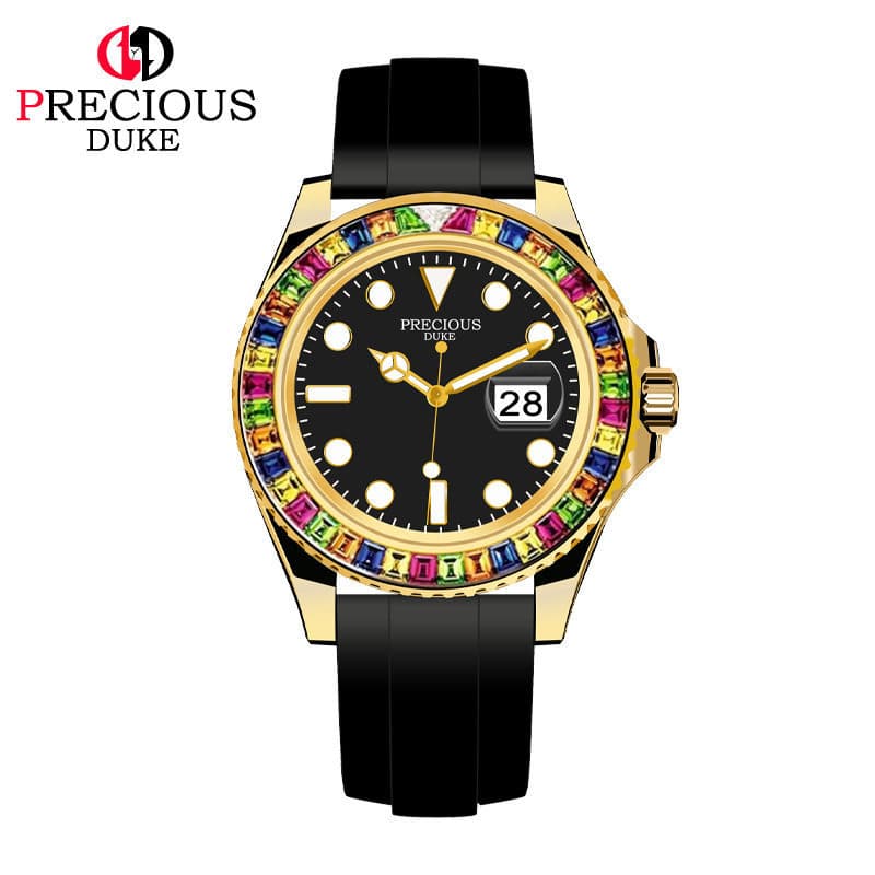 Clássico trabalhador 41mm água fantasma esqueleto relógio arco-íris relógio de quartzo relógio automático à prova dwater