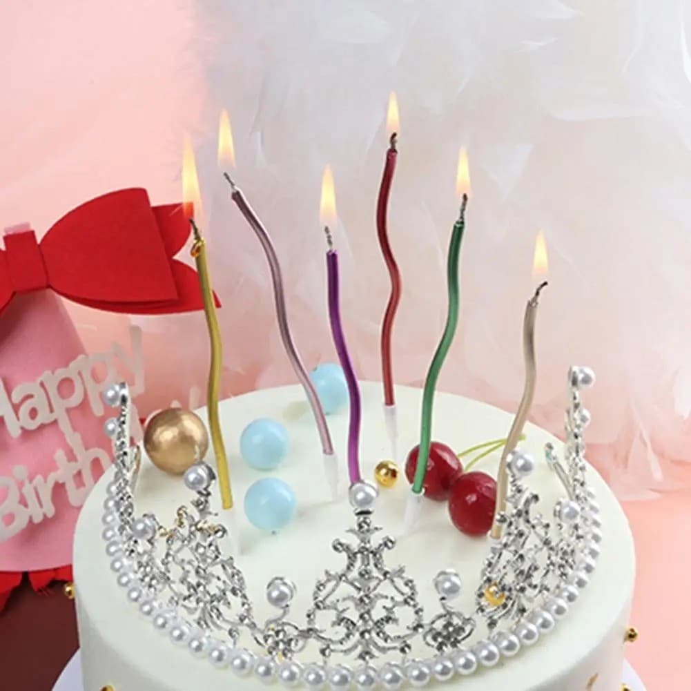 Vela de Anivesario para Festa Parafina 6Peças para Decoração, Bolo de Bricolage, Curva, Casamento e Aniversário