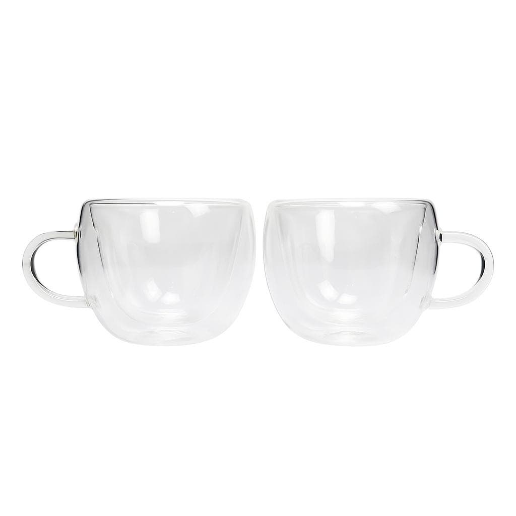 Kit 2 Xícaras Vidro Borossilicato Chá Café com Parede Dupla 320 ml Decorativo Coração