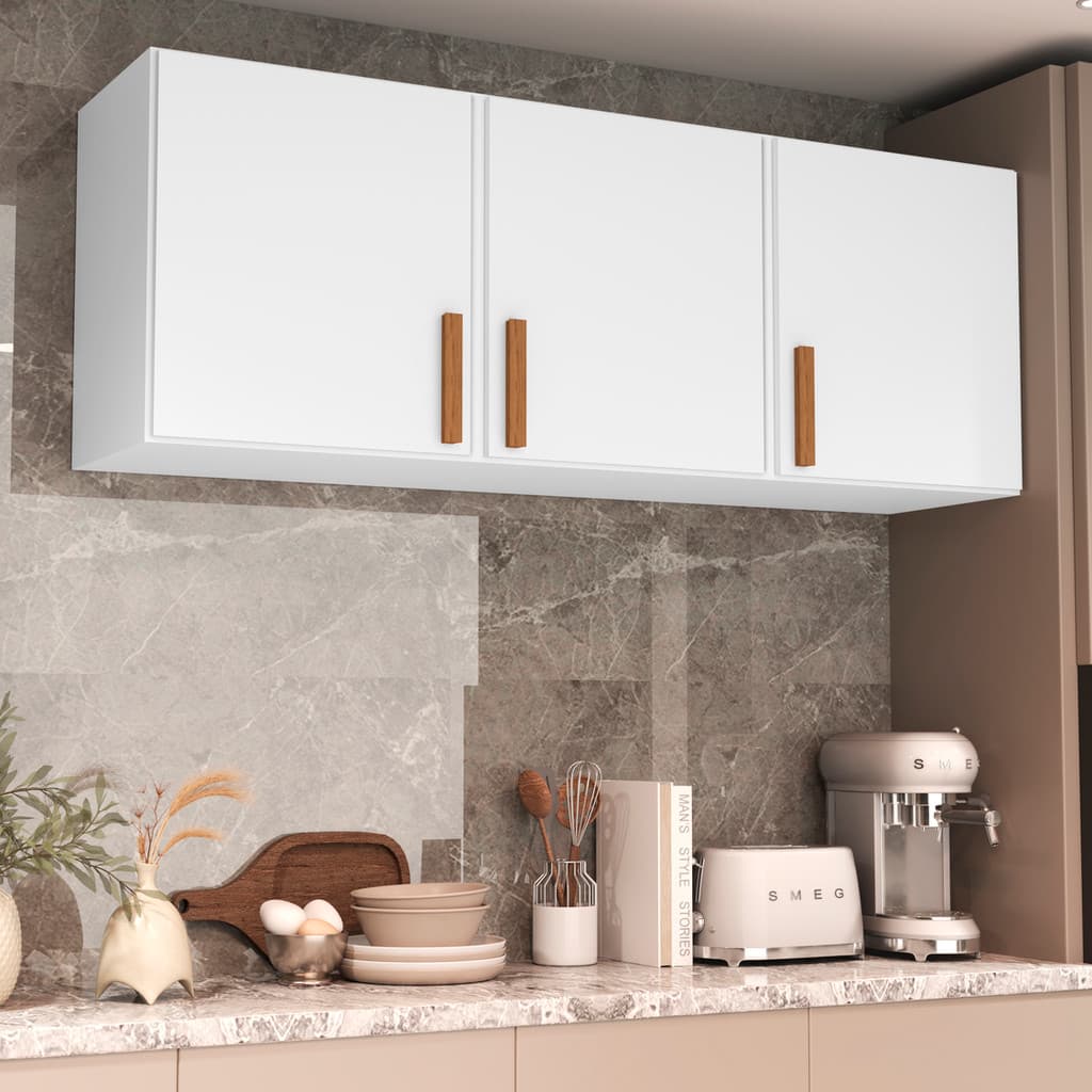 Armário Aéreo de 3 Portas 120cm para Cozinha Quarto Lavanderia Organizador