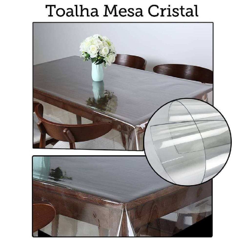 Toalha Mesa Transparente 180cm x 140cm Impermeável Aprova dágua