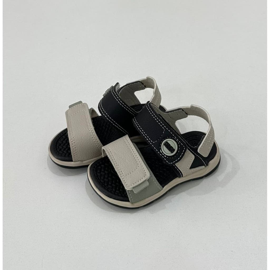 Sandália Infantil Menino Klin Preto e Bege Velcro Casual Moda Kids 476234