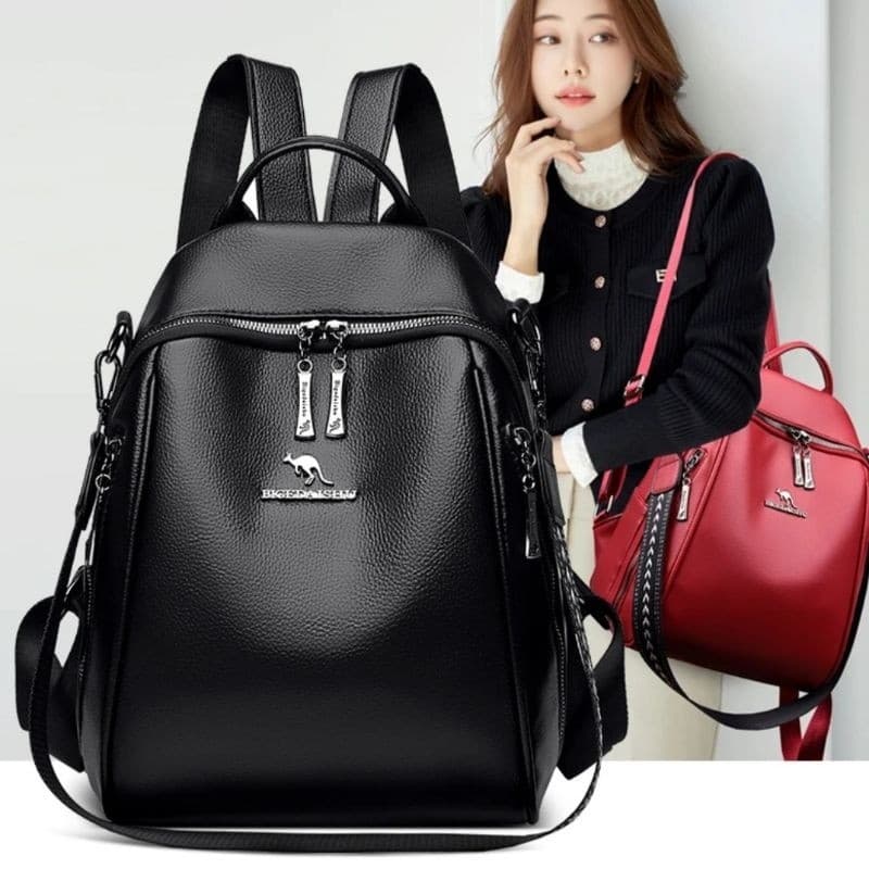 Mochila Vintage De Couro Macio Antifurto De Ombro 774