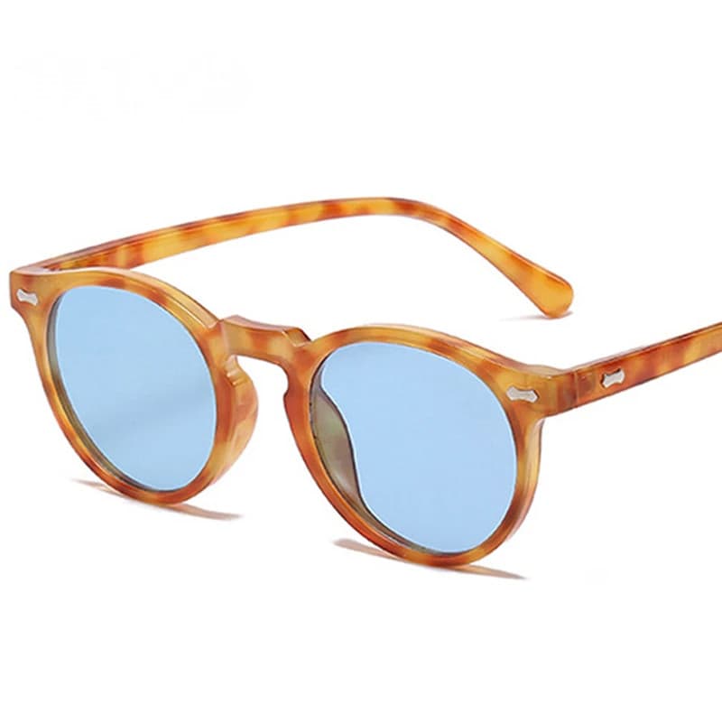 Retro Redondo Polarizado Óculos De Sol Moda Feminina Rebites Decoração Tons UV400 Masculino Punk Verde Escuro