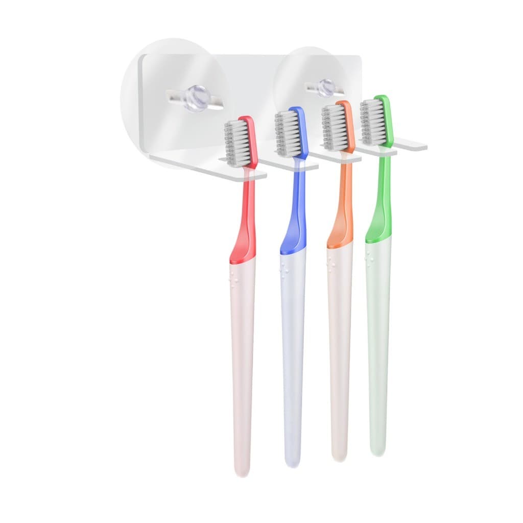 Suporte Para 4 Escovas Dentais Com Ventosa Em Acrílico Transparente
