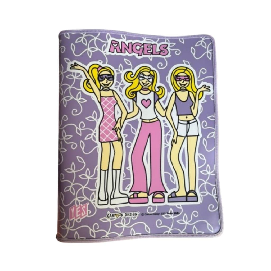 Pasta com Zíper Fichário Angels Lilás Ofício Yes com 4 Argolas e Bolso Interno Resistente Estampado