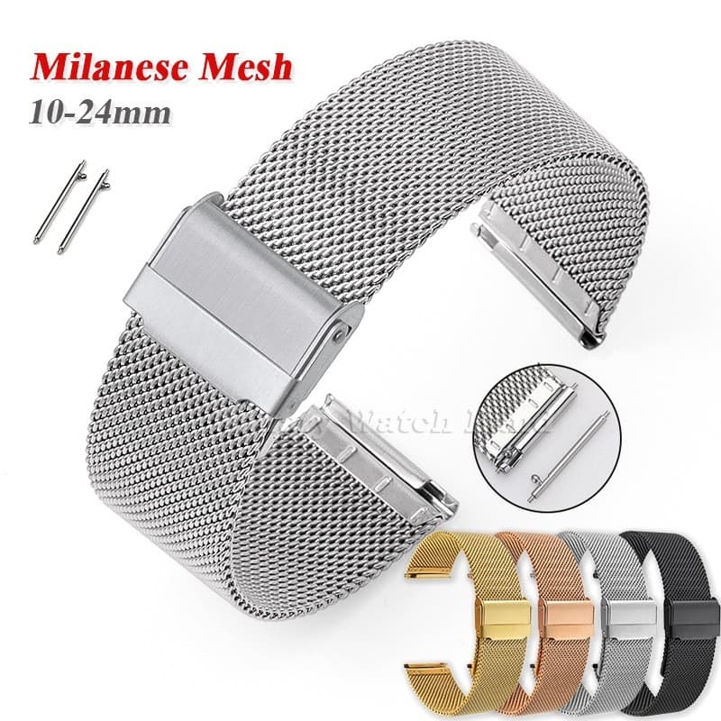 Moda Milanesa Malha 0.6 Mm Pulseira De Relógio De Aço Inoxidável 10/12/14/16/17/18/19/20/21/22/24mm Liberação Rápida Met