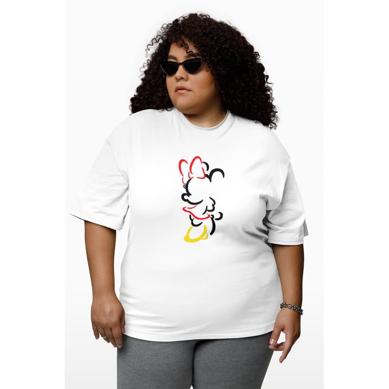 Camiseta Plus Size Básica Feminina Contorno Minnie