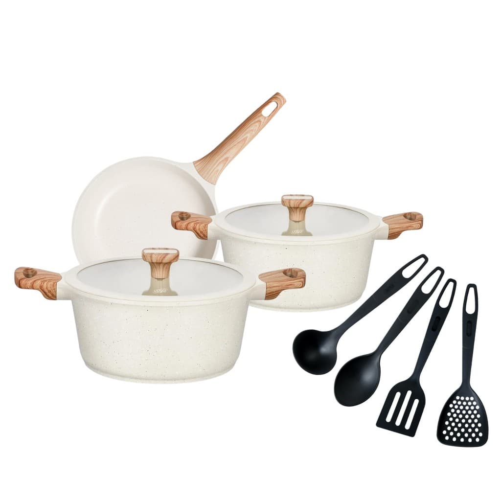CONJUNTO DE PANELAS CERAMICO MTA TITANIUM + TALHERES 7 PEÇAS