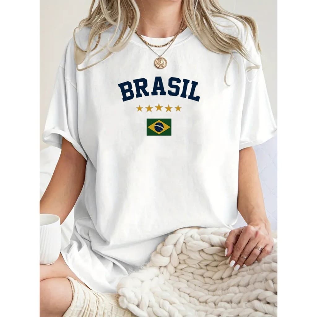 Camiseta Brasil 5 Estrelas Feminino Streetwear - Estilo, Conforto 100% Algodão Premium