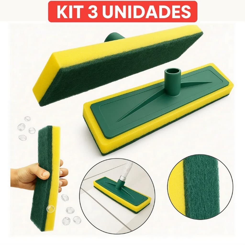 Kit 3 / 4 / 5 / 6 uni Refil Rodo Esponja Abrasiva Limpa Azulejo Piso Banheiro Cozinha Tamanho Grande