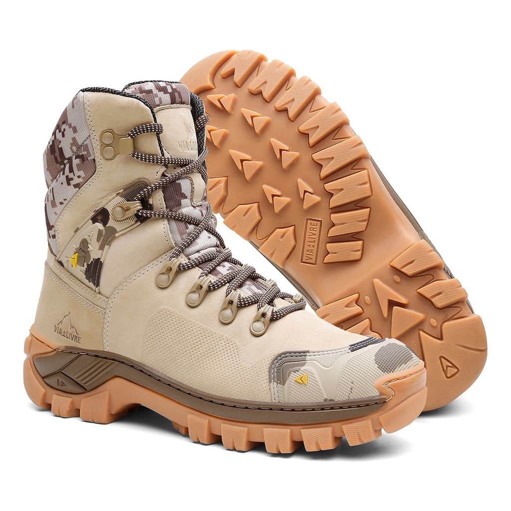 Bota De Couro Masculina Cano Longo Coturno Motociclista Militar Com C.a Segurança B10