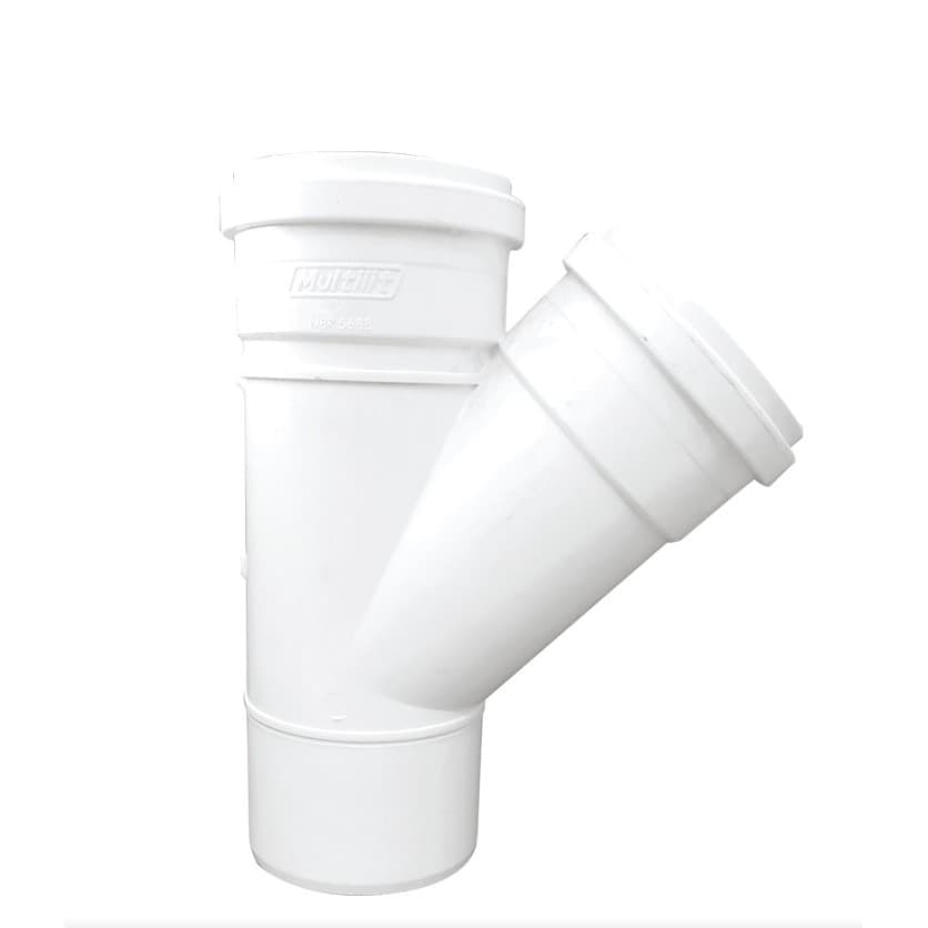 Junção de Redução 45° 75mm x 50mm Multilit Conexão PVC Esgoto Hidráulica Resistente Branco