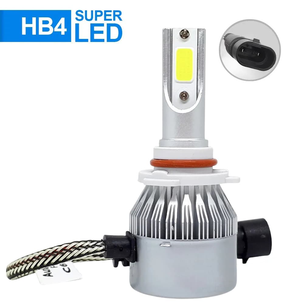Lâmpada Automotiva HB4 LED Super Forte Branco Frio Carro Farol C6