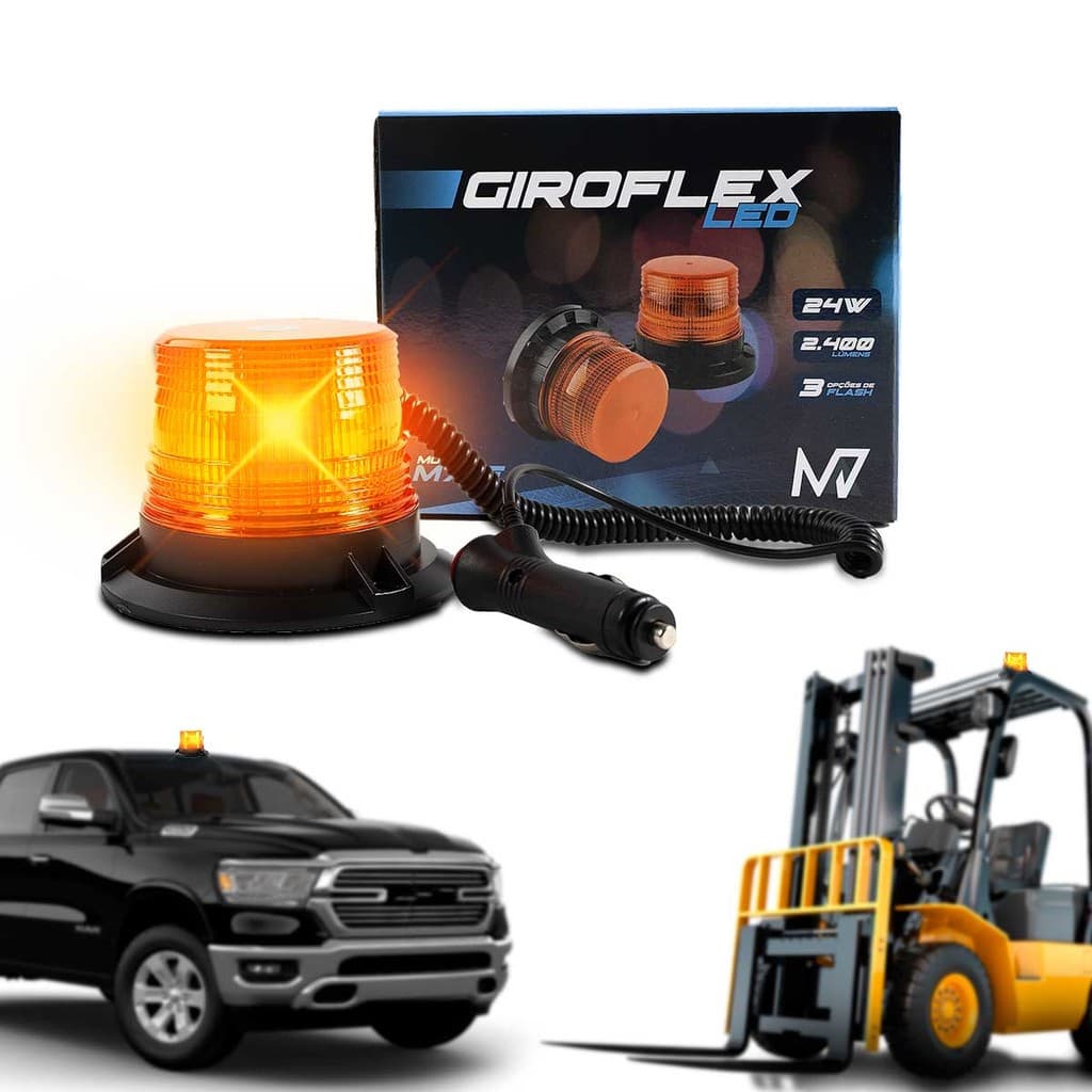 Giroflex LED Magnético 24V Âmbar Amarelo Para Caminhão
