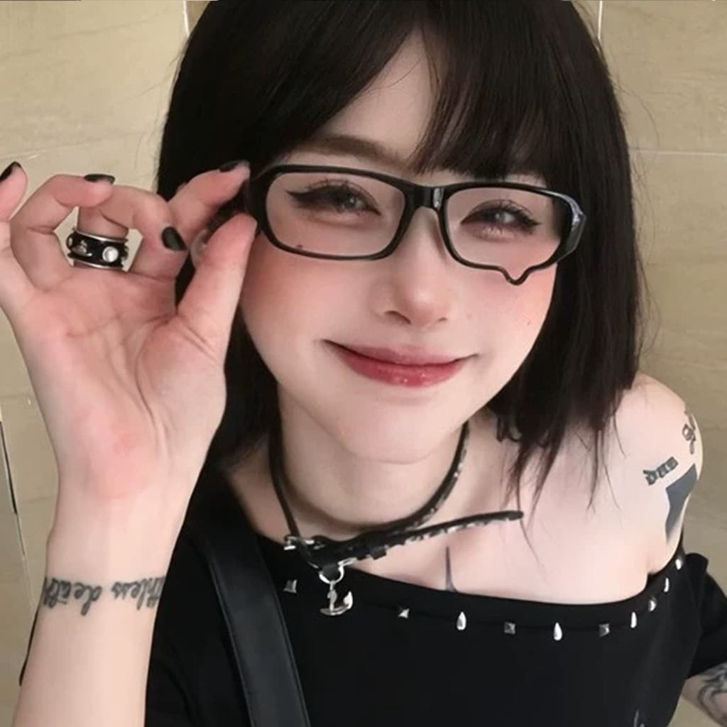 Y2k óculos de lágrima bidimensional feminino cos moldura de olho decorativa com grau lágrimas quadro lágrimas sem lentes