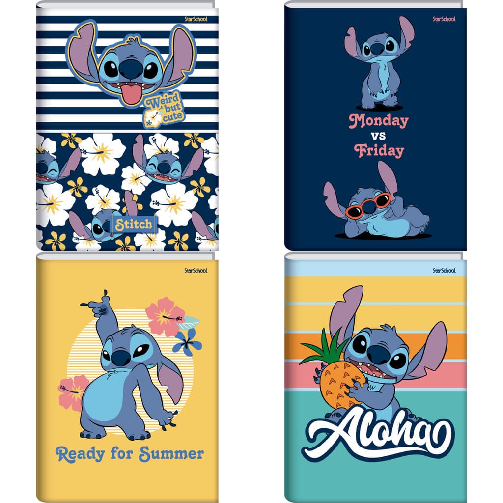 Caderno Brochura Jandaia  Capa Dura - 80 Folhas - Stitch - StarSchool