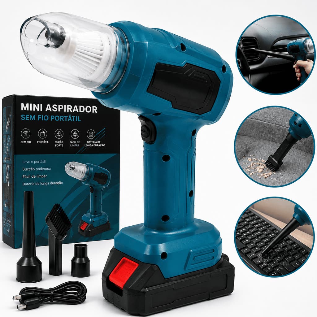 Aspirador De Po Sem Fio Portatil Recarregavel Para Carro E Casa Mini Aspirador Automotivo Potente