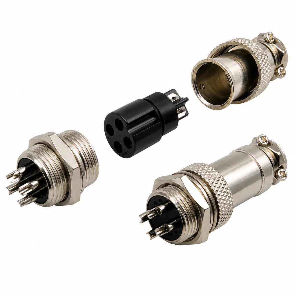 CONECTOR AVIAÇÃO MODELO GX16-4 WITH CAP 4 PINOS
