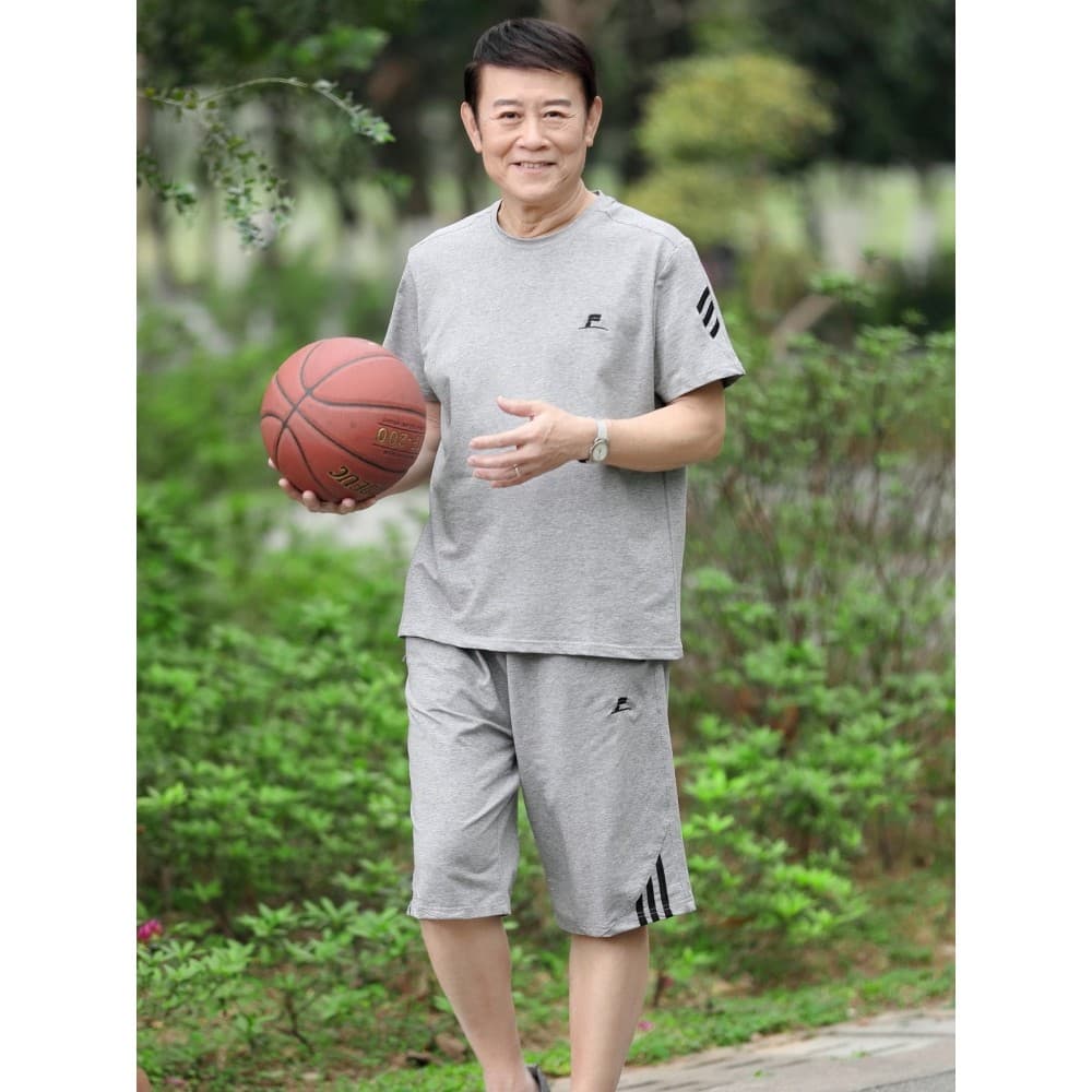 Pai verão terno de manga curta camiseta de meia-idade idosos verão esportes terno masculino vovô roupas de verão dia dos