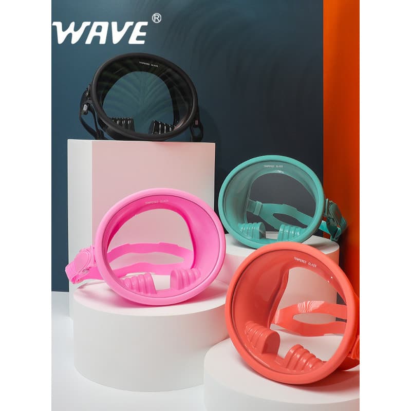 Onda panorâmica ampla visão óculos de mergulho Anti-nevoeiro Silicone à prova dwaterproof água máscara de mergulho vidro