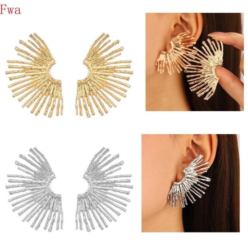 Fwa Hollow Line Brincos Ear Studs Elegantes Joias Orelha Semicirculares