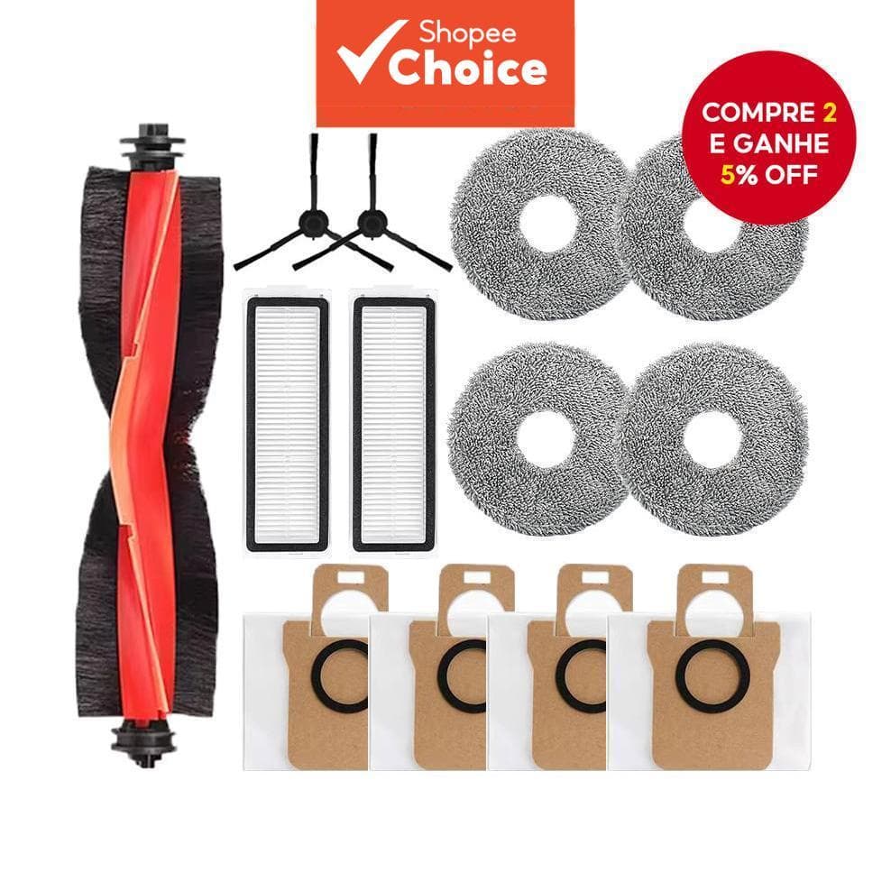 Acessórios para Xiaomi Robot Vacuum X20 Max/X20 Pro: Escova Principal, Escova Lateral, Pano de Limpeza, Filtro, Saco de