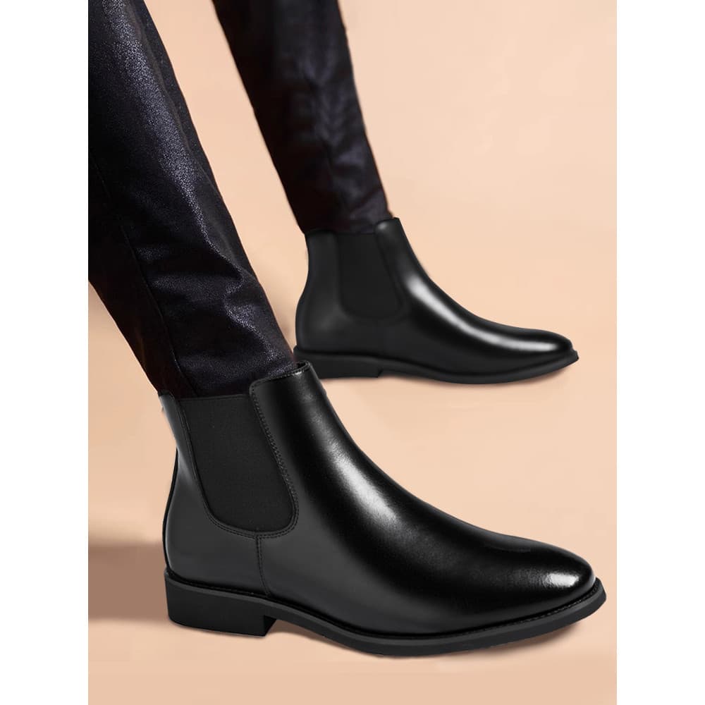 Martin botas masculinas 2025 deslizamento-On botas de couro casuais de sola macia All-Match aumentando botas gerais de c