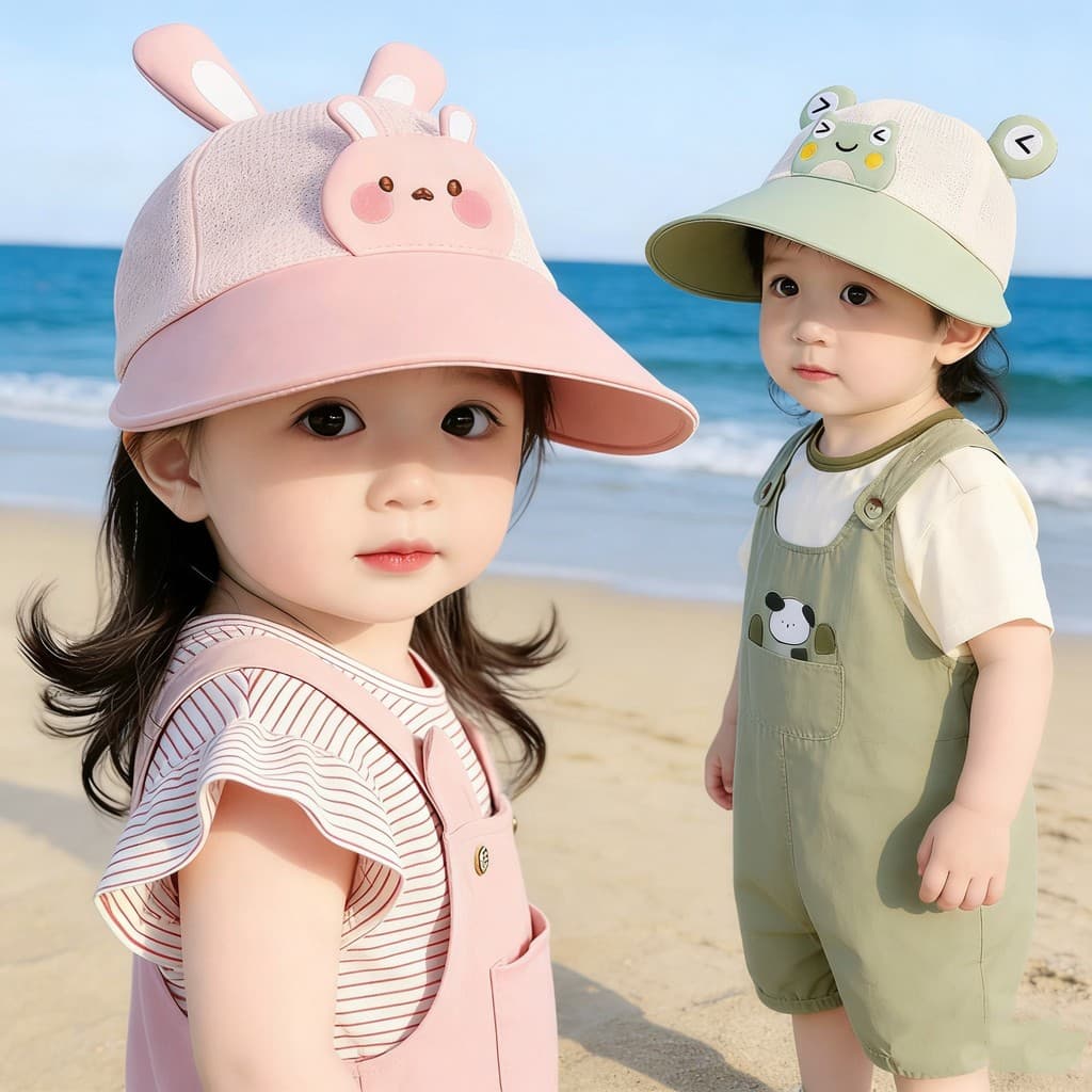 Chapéu infantil verão malha chapéu de sol masculino feminino bebê grande borda boné dos desenhos animados bonito proteto