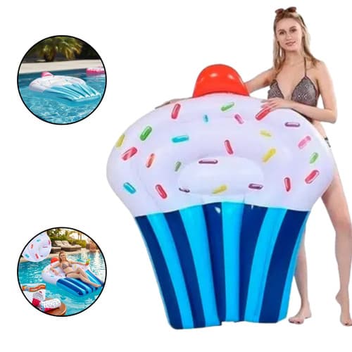 Boia Cupcake Inflável Bolo 145x90cm Divertida Piscina Festa Verão