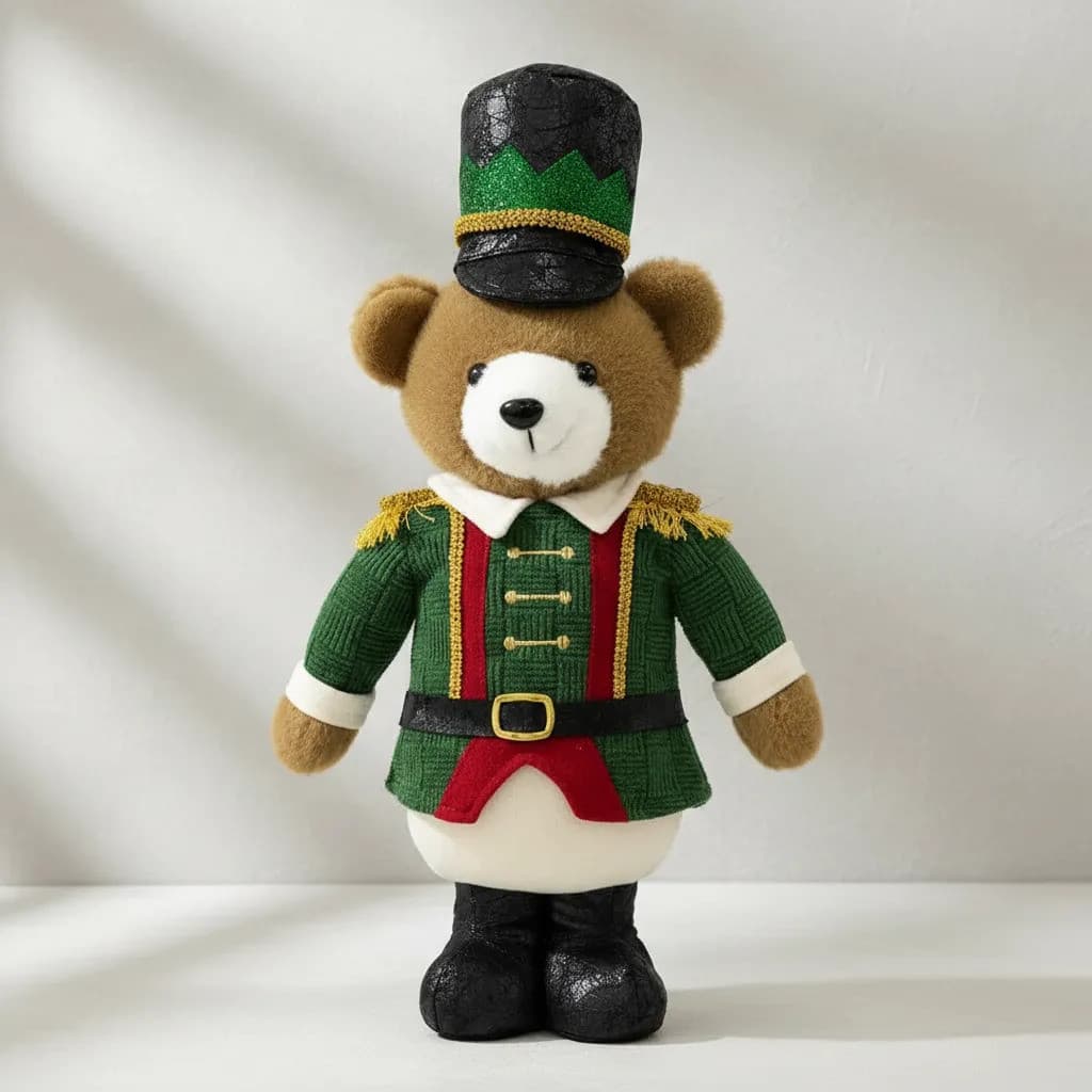 Urso Quebra-nozes Natal Pelúcia 43cm Verde Vermelho Decoração Natalina