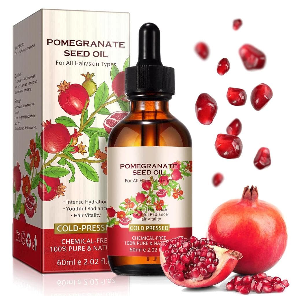 Óleo de Semente de Romã para Cabelo e Pele, Prensado a Frio, 100% Puro e Natural, Livre de Químicos, Óleo Hidratante, 2.