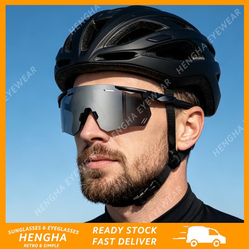 (HENGHA) Caminhada Sem Moldura Corrida Aero Ciclismo Estilo Esportivo Proteção UV Lente HD Óculos De Sol Unissex Nova Ch