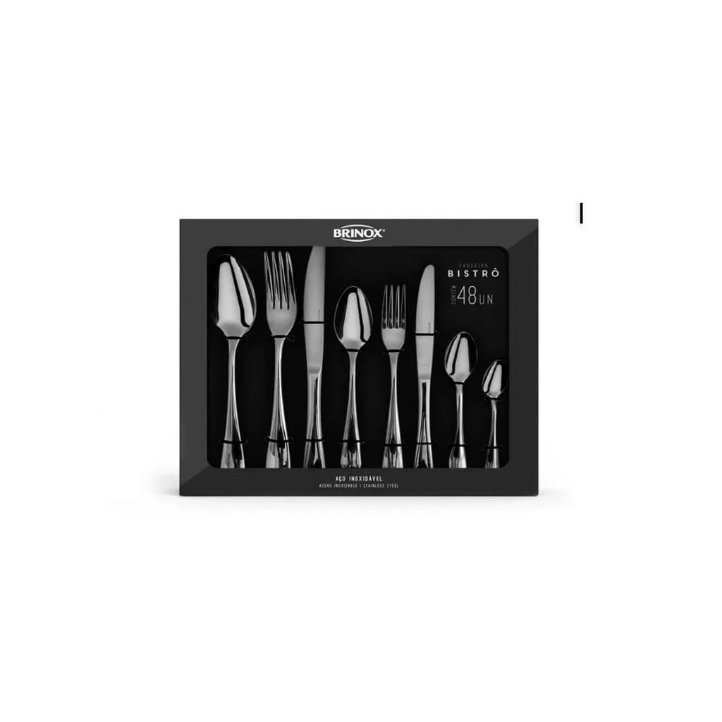 Faqueiro Bistrô 48 Peças Brinox Aço Inox 410 Polido Apto Lava-Louças