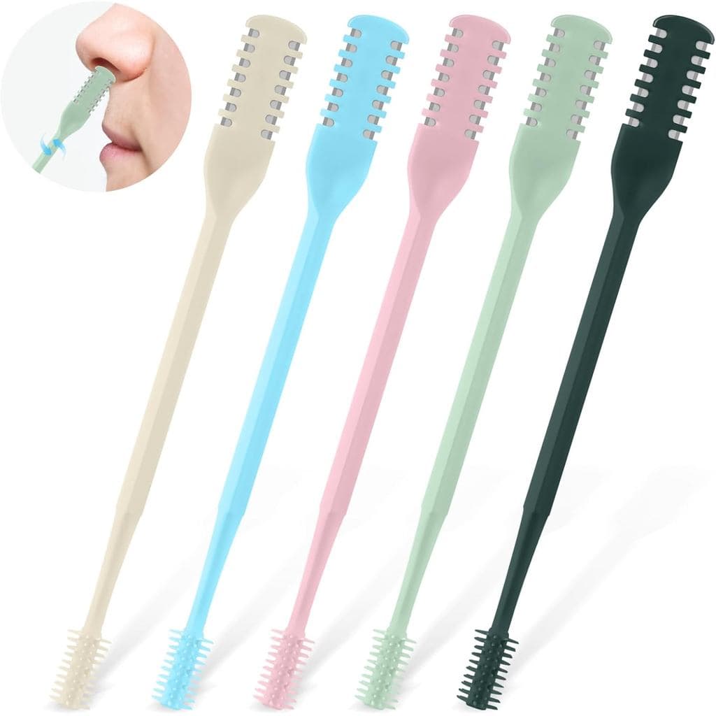 5 Peças Cortador de Pelos Nasais 2 em 1, Cortador de Pelos do Nariz de Dupla Face, Portátil 360 °   Aparador Manual Rota